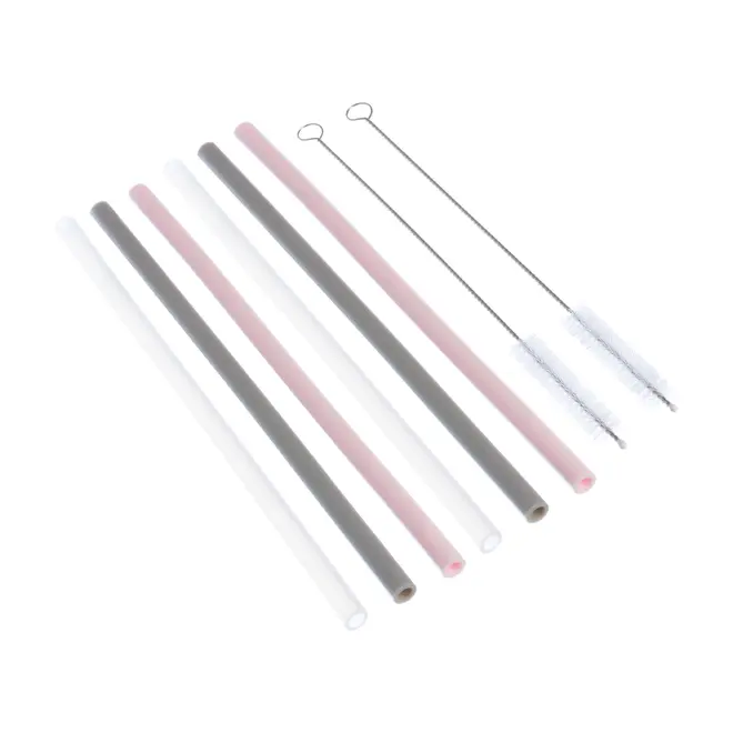 CANUDO REUTILIZÁVEL COM ESCOVA 8 PEÇAS SILICOOL - KONKRET/QUARTZO ROSA - Foto 2