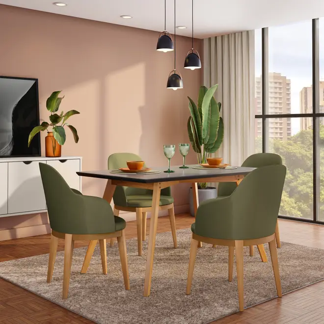 MESA DE JANTAR 1,35 M X 80 CM TAVE SQUARE - NOZES/PRETO - Foto 4