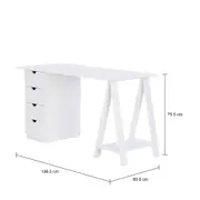 ESCRIVANINHA 4 GAVETAS 1,36 M X 60 CM LEARN - BRANCO - Foto 5