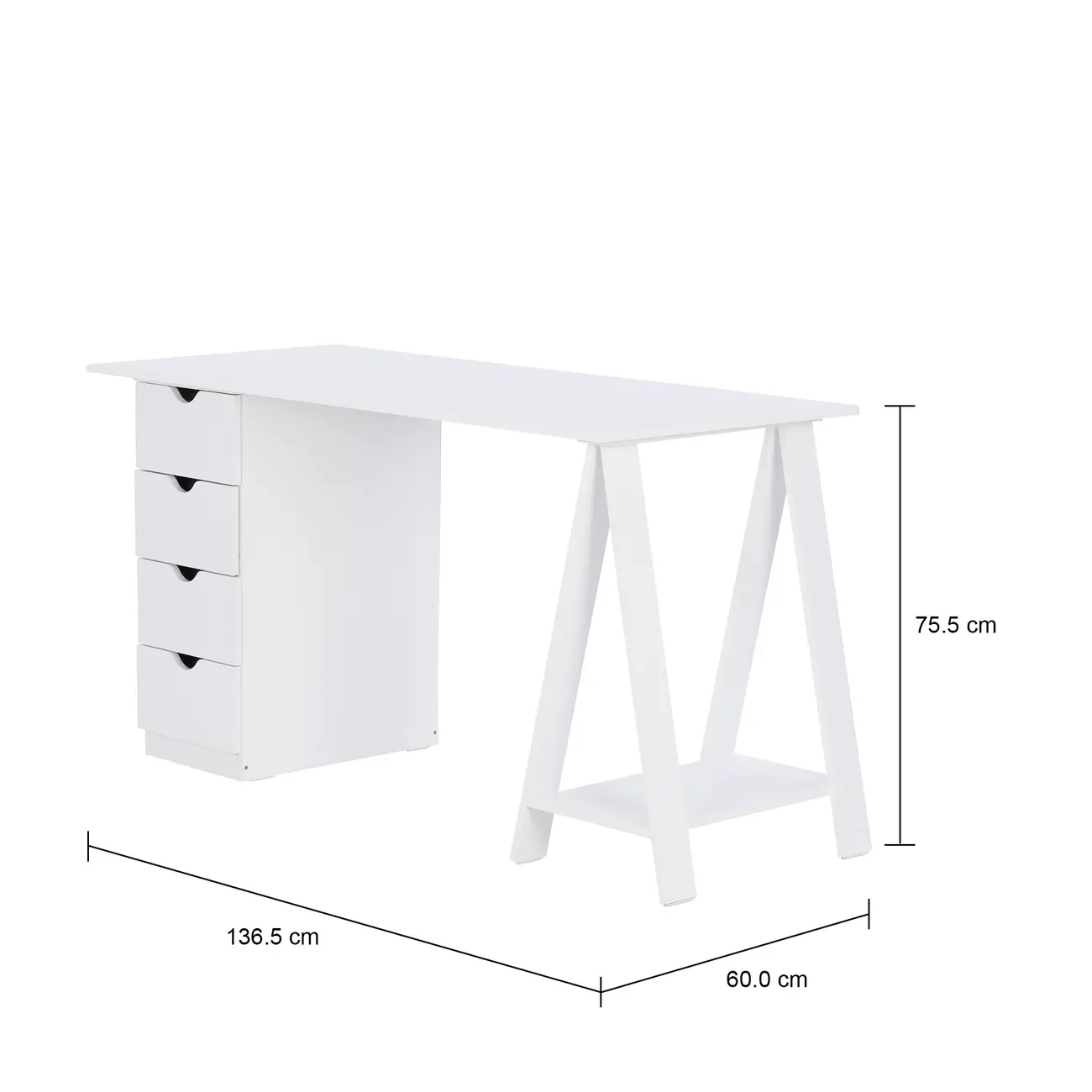 ESCRIVANINHA 4 GAVETAS 1,36 M X 60 CM LEARN - BRANCO - Foto 5
