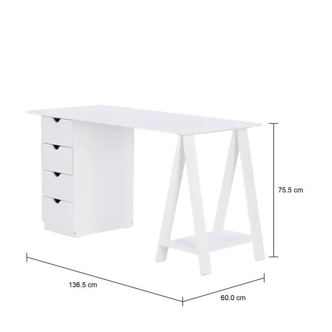 ESCRIVANINHA 4 GAVETAS 1,36 M X 60 CM LEARN - BRANCO - Foto 5