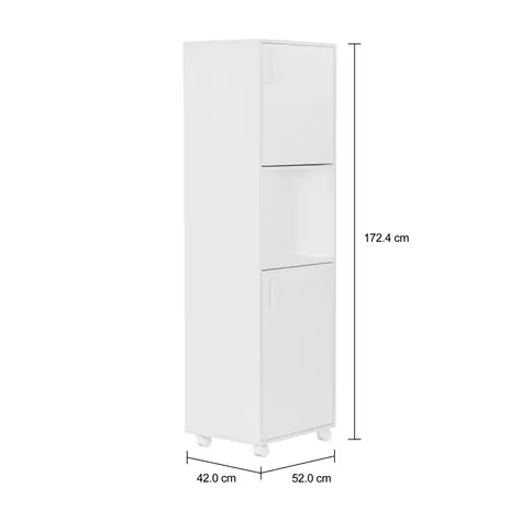 Imagem com medidas do produto ARMÁRIO DE COZINHA 2 PORTAS COM RODÍZIOS FUNCTION