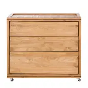 CÔMODA 3 GAVETAS 90 CM X 45 CM CRATES - ENCERADO CASTANHO - Foto 1