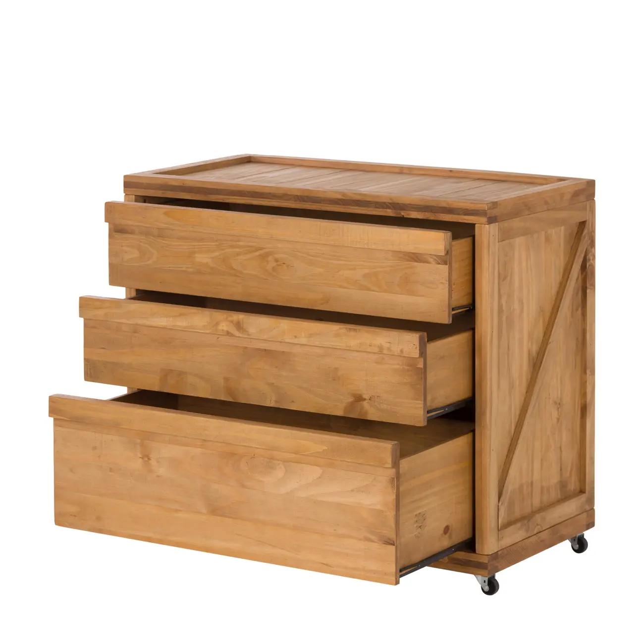 CÔMODA 3 GAVETAS 90 CM X 45 CM CRATES - ENCERADO CASTANHO - Foto 3