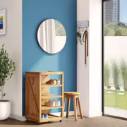 SAPATEIRA 4 PRATELEIRAS COM RODÍZIOS CRATES - ENCERADO CASTANHO - Foto 5