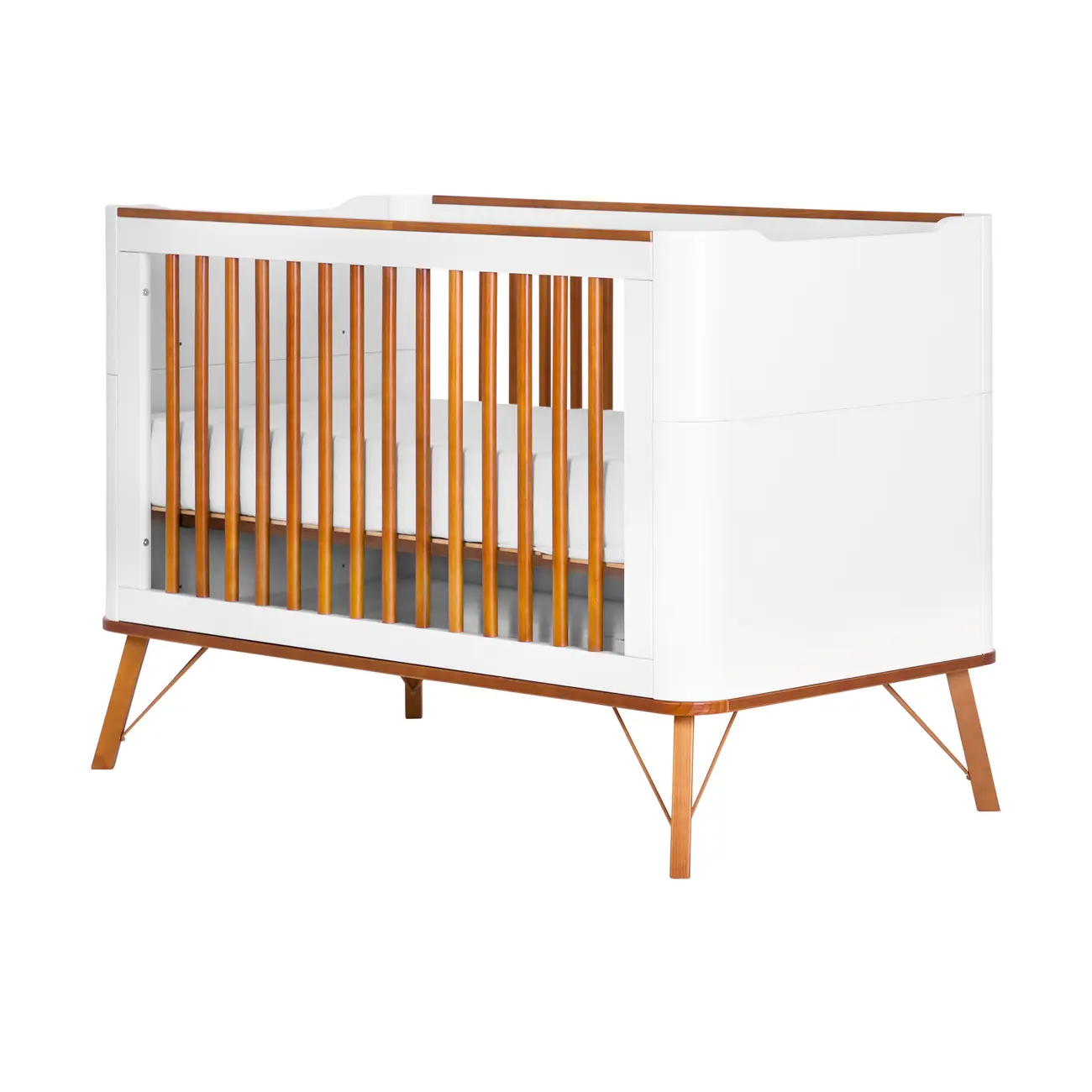 BERÇO 70 CM 3 EM 1 - BERÇO MINIBERÇO/CAMA INFANTIL CANDY - BRANCO/NOZES - Foto 4