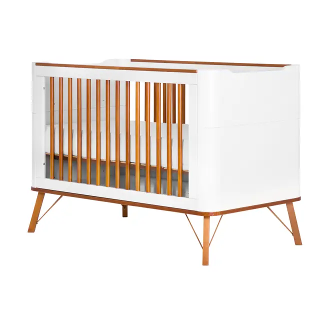 BERÇO 70 CM 3 EM 1 - BERÇO MINIBERÇO/CAMA INFANTIL CANDY - BRANCO/NOZES - Foto 4