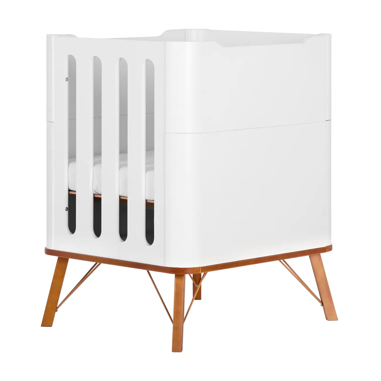 BERÇO 70 CM 3 EM 1 - BERÇO MINIBERÇO/CAMA INFANTIL CANDY - BRANCO/NOZES - Foto 7