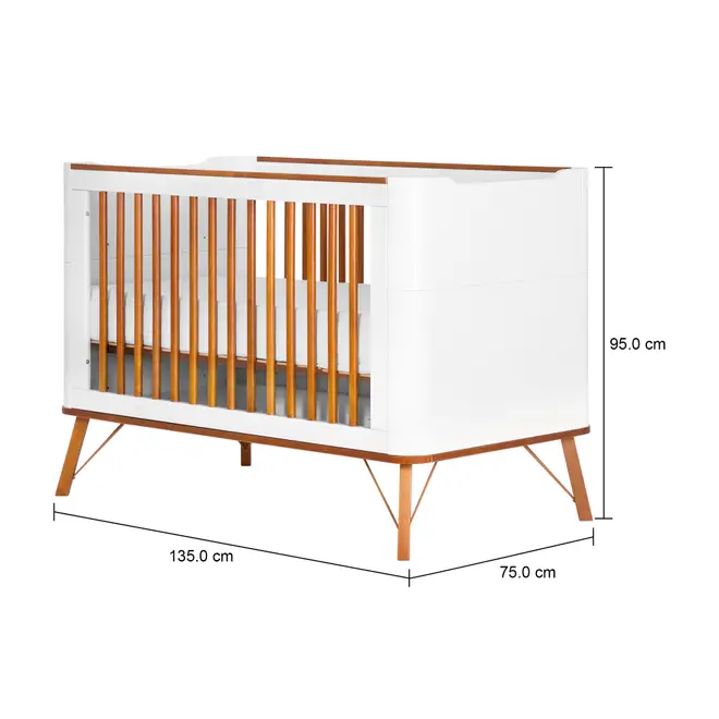 BERÇO 70 CM 3 EM 1 - BERÇO MINIBERÇO/CAMA INFANTIL CANDY - BRANCO/NOZES - Foto 10