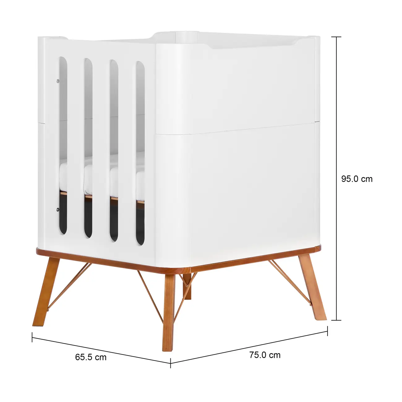 BERÇO 70 CM 3 EM 1 - BERÇO MINIBERÇO/CAMA INFANTIL CANDY - BRANCO/NOZES - Foto 11