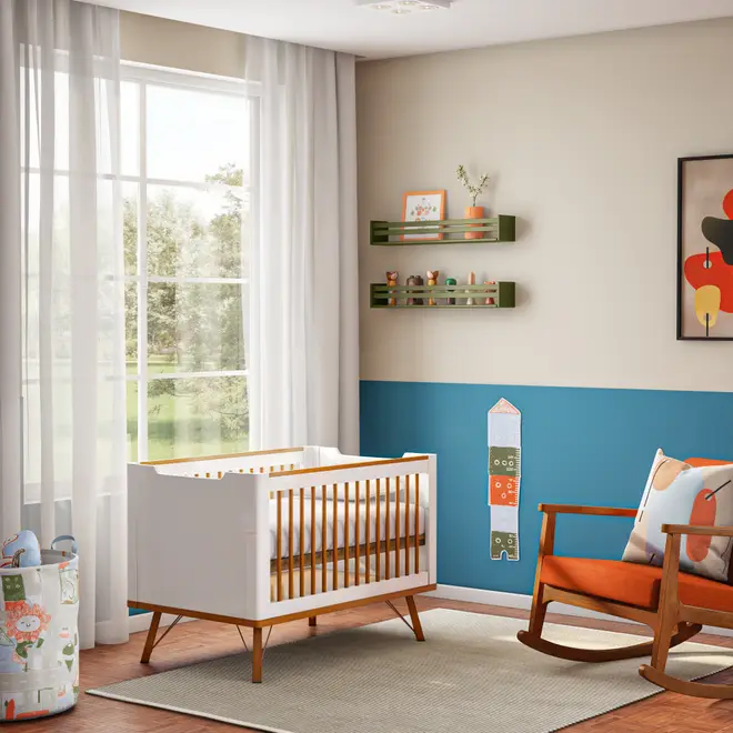 BERÇO 70 CM 3 EM 1 - BERÇO MINIBERÇO/CAMA INFANTIL CANDY - BRANCO/NOZES - Foto 13