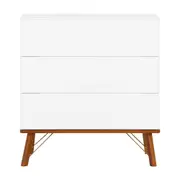 CÔMODA 3 GAVETAS 90 CM X 48 CM CANDY - BRANCO/NOZES - Foto 1