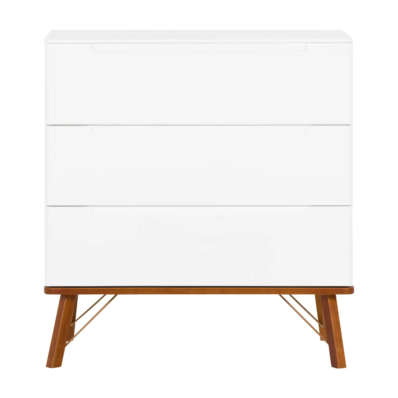 CÔMODA 3 GAVETAS 90 CM X 48 CM CANDY - BRANCO/NOZES - Foto 1