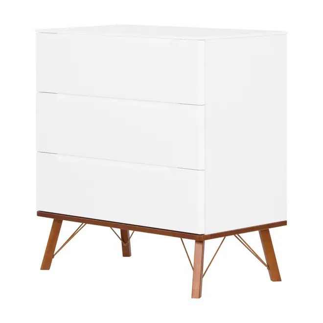 CÔMODA 3 GAVETAS 90 CM X 48 CM CANDY - BRANCO/NOZES - Foto 2