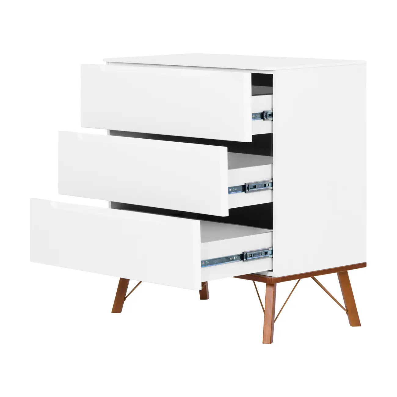 CÔMODA 3 GAVETAS 90 CM X 48 CM CANDY - BRANCO/NOZES - Foto 3