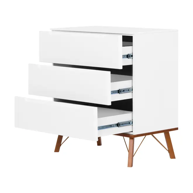CÔMODA 3 GAVETAS 90 CM X 48 CM CANDY - BRANCO/NOZES - Foto 3