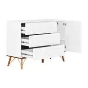 CÔMODA 3 GAVETAS/1 PORTA 1,35 M X 48 CM CANDY - BRANCO/NOZES - Foto 3