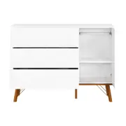 CÔMODA 3 GAVETAS/1 PORTA 1,35 M X 48 CM CANDY - BRANCO/NOZES - Foto 4