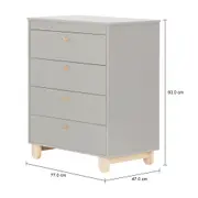 CÔMODA INFANTIL 4 GAVETAS 77 CM X 47 CM SWEET - CINZA/PINUS NATURAL - Foto 5