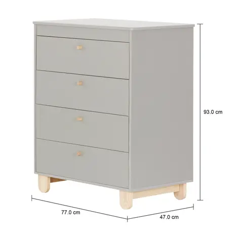 Imagem com medidas do produto CÔMODA INFANTIL 4 GAVETAS 77 CM X 47 CM SWEET