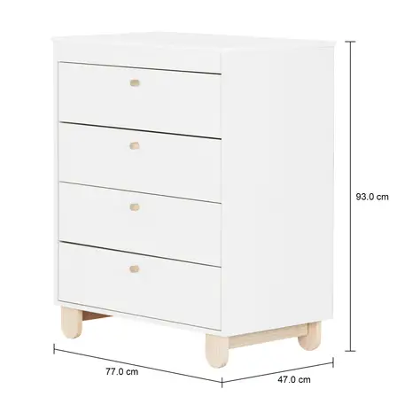 Imagem com medidas do produto CÔMODA INFANTIL 4 GAVETAS 77 CM X 47 CM SWEET