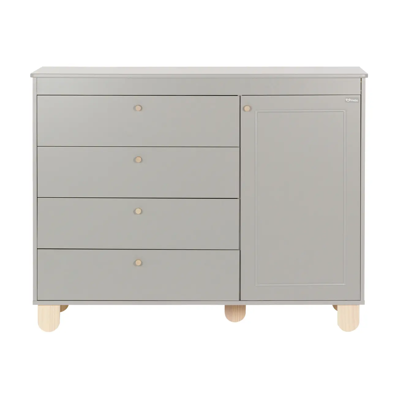 CÔMODA INFANTIL 4 GAVETAS/1 PORTA 1,20 M X 47 CM SWEET - CINZA/PINUS NATURAL - Foto 1