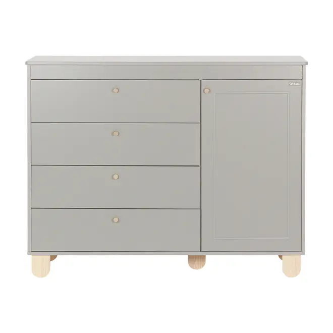 CÔMODA INFANTIL 4 GAVETAS/1 PORTA 1,20 M X 47 CM SWEET - CINZA/PINUS NATURAL - Foto 1