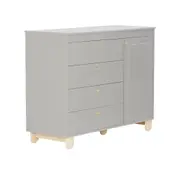 CÔMODA INFANTIL 4 GAVETAS/1 PORTA 1,20 M X 47 CM SWEET - CINZA/PINUS NATURAL - Foto 2
