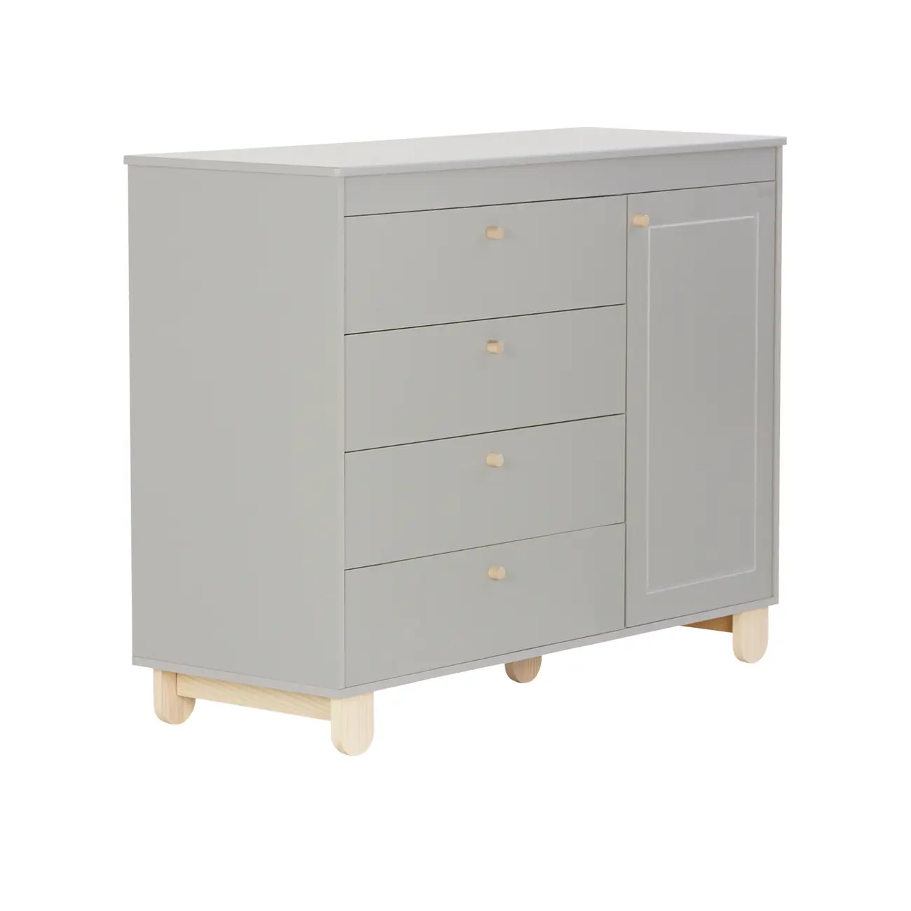 CÔMODA INFANTIL 4 GAVETAS/1 PORTA 1,20 M X 47 CM SWEET - CINZA/PINUS NATURAL - Foto 2