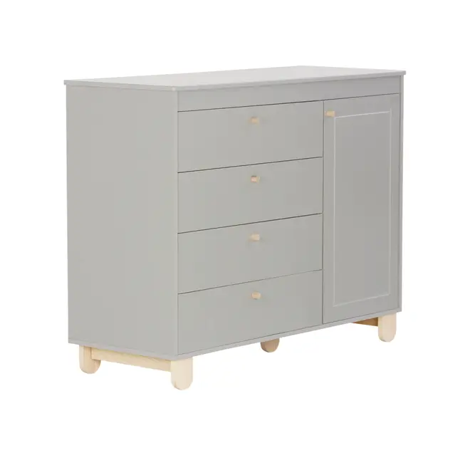CÔMODA INFANTIL 4 GAVETAS/1 PORTA 1,20 M X 47 CM SWEET - CINZA/PINUS NATURAL - Foto 2