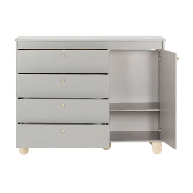 CÔMODA INFANTIL 4 GAVETAS/1 PORTA 1,20 M X 47 CM SWEET - CINZA/PINUS NATURAL - Foto 4