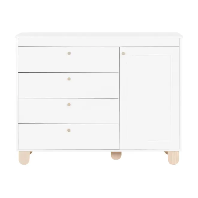 CÔMODA INFANTIL 4 GAVETAS/1 PORTA 1,20 M X 47 CM SWEET - BRANCO/PINUS NATURAL - Foto 1