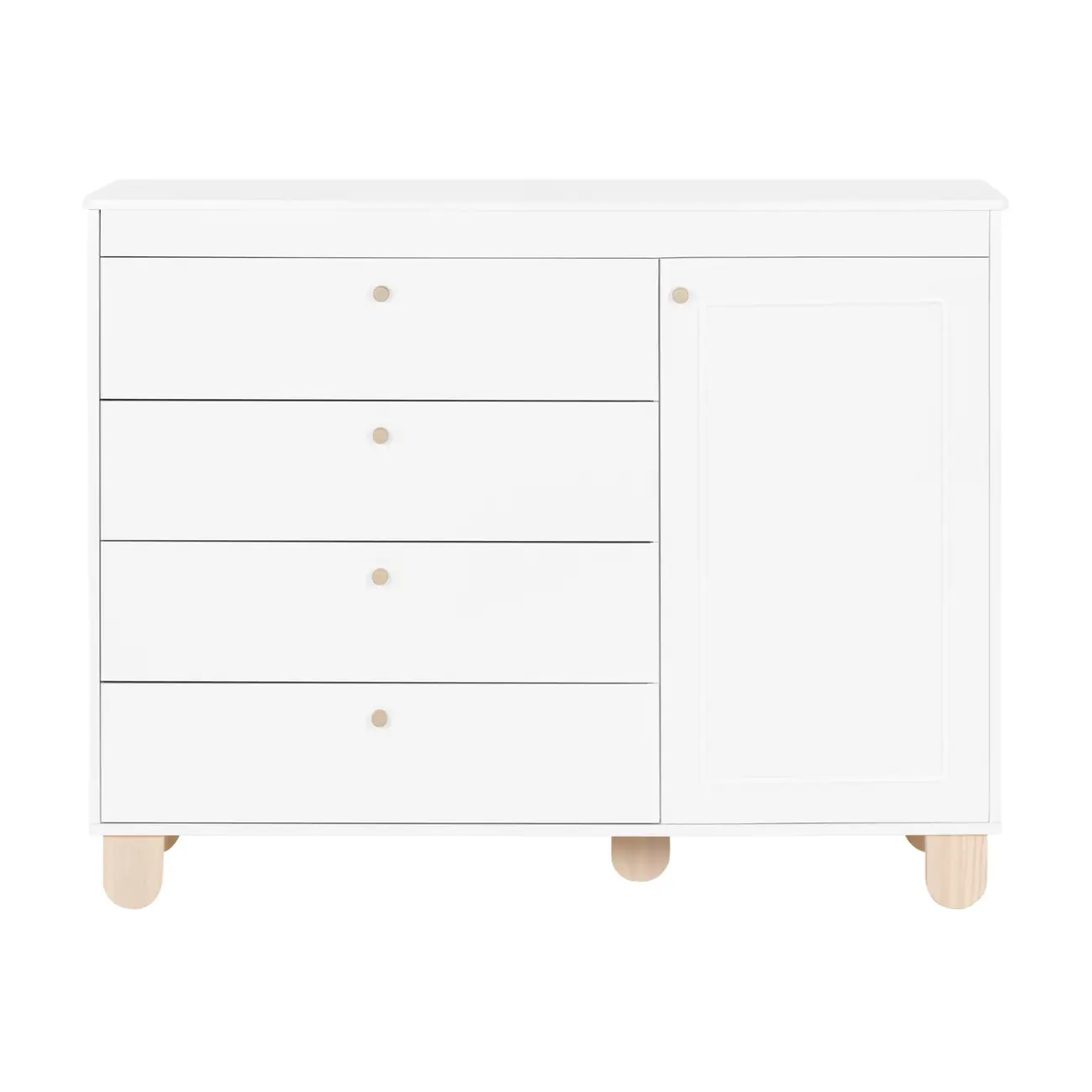 CÔMODA INFANTIL 4 GAVETAS/1 PORTA 1,20 M X 47 CM SWEET - BRANCO/PINUS NATURAL - Foto 1
