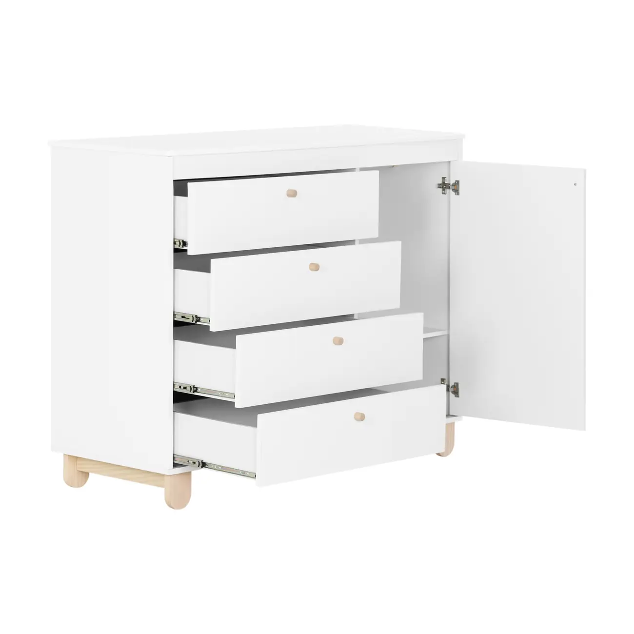 CÔMODA INFANTIL 4 GAVETAS/1 PORTA 1,20 M X 47 CM SWEET - BRANCO/PINUS NATURAL - Foto 3