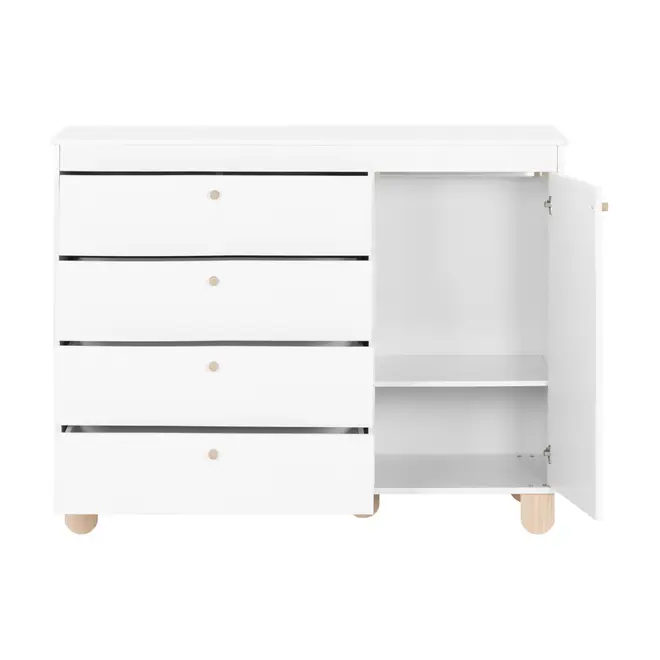 CÔMODA INFANTIL 4 GAVETAS/1 PORTA 1,20 M X 47 CM SWEET - BRANCO/PINUS NATURAL - Foto 4