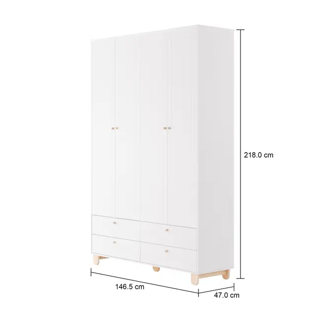 GUARDA-ROUPA INFANTIL 4 PORTAS/4 GAVETAS SWEET - BRANCO/PINUS NATURAL - Foto 7