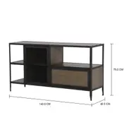 OFICINA BUFFET 2 PORTAS 1,40 M X 42 CM - GRAFITE/CARVALHO SMOKED - Foto 4