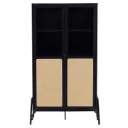 CRISTALEIRA 2 PORTAS 88 CM X 1,51 M COM PALHINHA VINN - PRETO/FIBRA CLARA - Foto 1