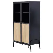 CRISTALEIRA 2 PORTAS 88 CM X 1,51 M COM PALHINHA VINN - PRETO/FIBRA CLARA - Foto 2