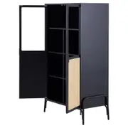CRISTALEIRA 2 PORTAS 88 CM X 1,51 M COM PALHINHA VINN - PRETO/FIBRA CLARA - Foto 3