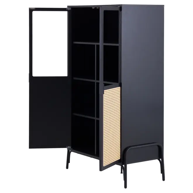 CRISTALEIRA 2 PORTAS 88 CM X 1,51 M COM PALHINHA VINN - PRETO/FIBRA CLARA - Foto 3