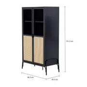 CRISTALEIRA 2 PORTAS 88 CM X 1,51 M COM PALHINHA VINN - PRETO/FIBRA CLARA - Foto 6