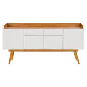 BUFFET 4 PORTAS/2 GAVETAS 1,60 M X 45 CM DOORS - BRANCO/FREIJÓ - Foto 1