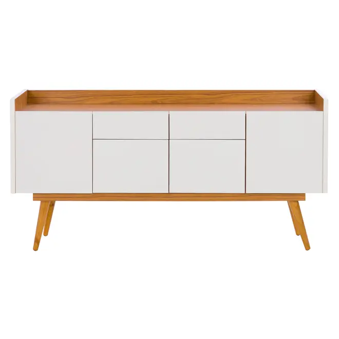 BUFFET 4 PORTAS/2 GAVETAS 1,60 M X 45 CM DOORS - BRANCO/FREIJÓ - Foto 1