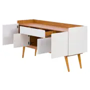 BUFFET 4 PORTAS/2 GAVETAS 1,60 M X 45 CM DOORS - BRANCO/FREIJÓ - Foto 4