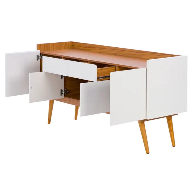 BUFFET 4 PORTAS/2 GAVETAS 1,60 M X 45 CM DOORS - BRANCO/FREIJÓ - Foto 4