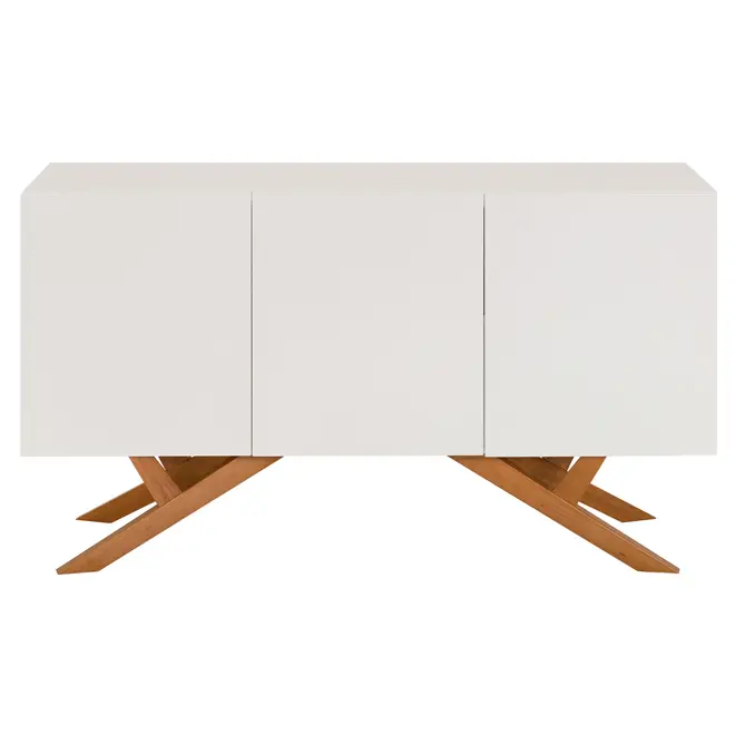 BUFFET 3 PORTAS 1,35 M X 45 CM MARTINO - BRANCO/NOZES - Foto 1