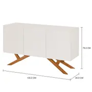BUFFET 3 PORTAS 1,35 M X 45 CM MARTINO - BRANCO/NOZES - Foto 5