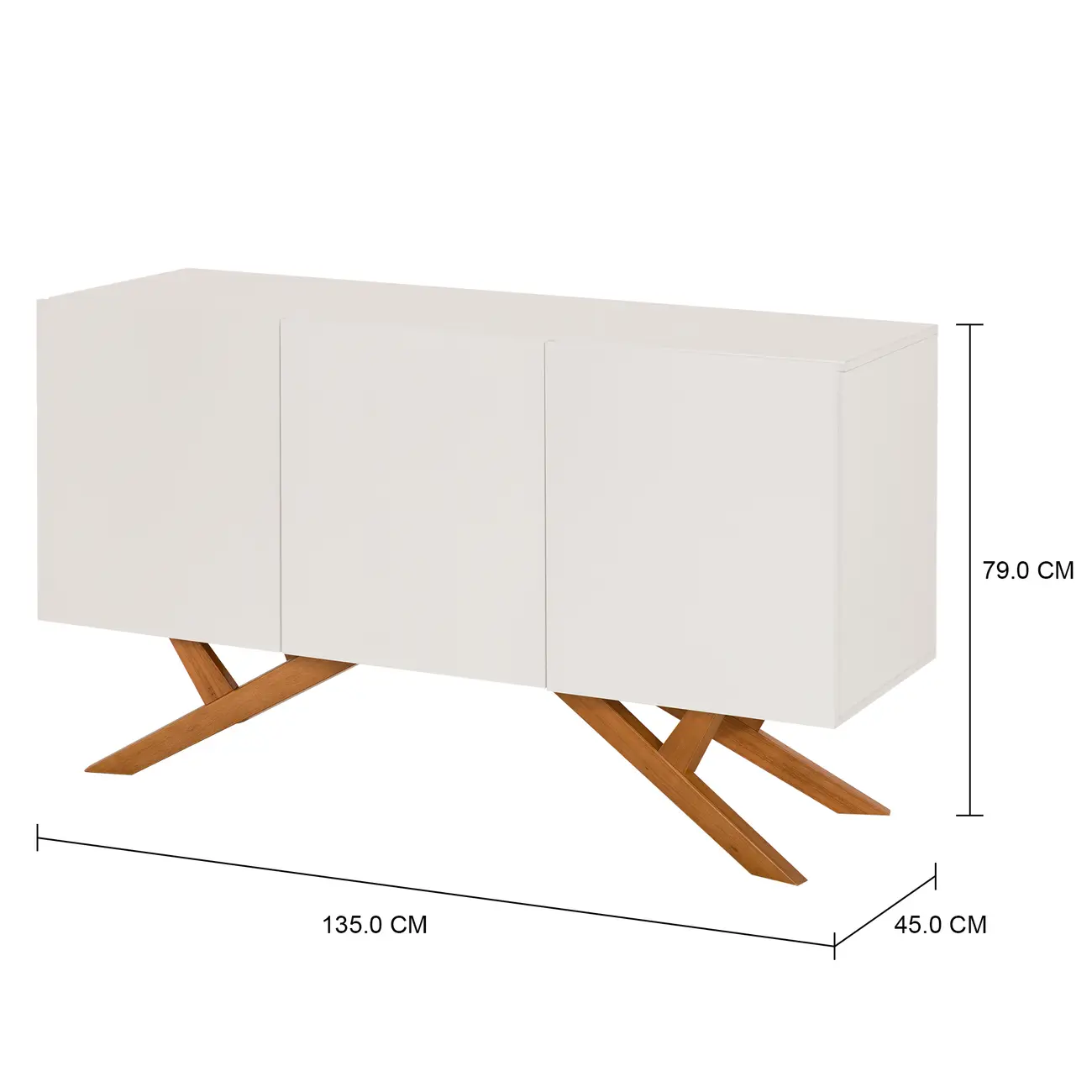 BUFFET 3 PORTAS 1,35 M X 45 CM MARTINO - BRANCO/NOZES - Foto 5