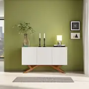 BUFFET 3 PORTAS 1,35 M X 45 CM MARTINO - BRANCO/NOZES - Foto 6